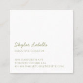 フローラモダンボタニックラインアートロゴオリーブグリーン スクエア名刺 (裏面)