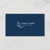 フローラモダンボタニックラインアートロゴミッドナイト海軍 名刺 (正面)