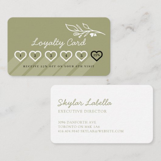 フローラモダンボタニックラインアートロゴロイヤリティカード ロイヤリティカード (正面/裏面)