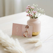 フローラモダンボタニックラインアートロゴ&フォト赤面 名刺