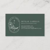 フローラモダンボタニックラインアートロゴ&モノグラム 名刺 (裏面)