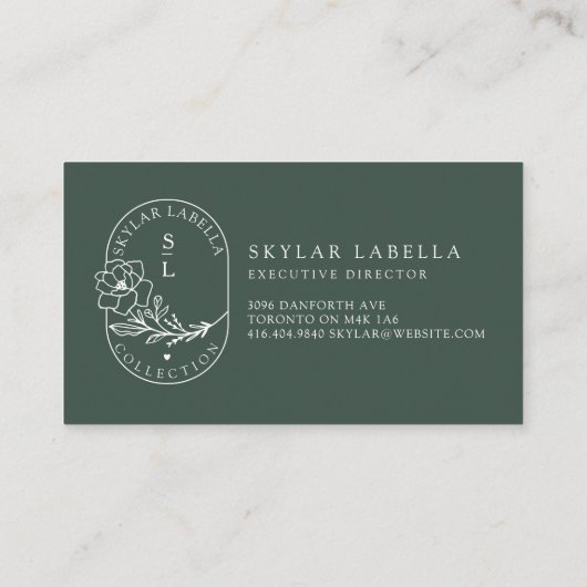 フローラモダンボタニックラインアートロゴ&モノグラム 名刺 (裏面)