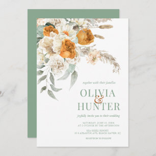 フローラモダンボヘミアン結婚セージ 招待状