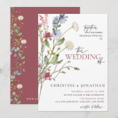 フローラモダンボー |ワイルドフラワー結婚ズ 招待状 (正面/裏面)