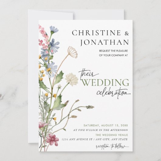 フローラモダンボー |ワイルドフラワー結婚ズ 招待状 (正面)