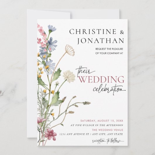 フローラモダンボー |ワイルドフラワー結婚ズ 招待状 (正面)