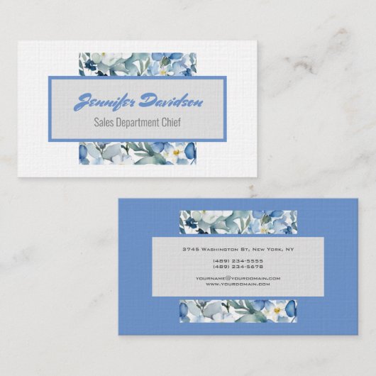 フローラモダンミニマルエレガントプロフェッショナル 名刺 (正面/裏面)