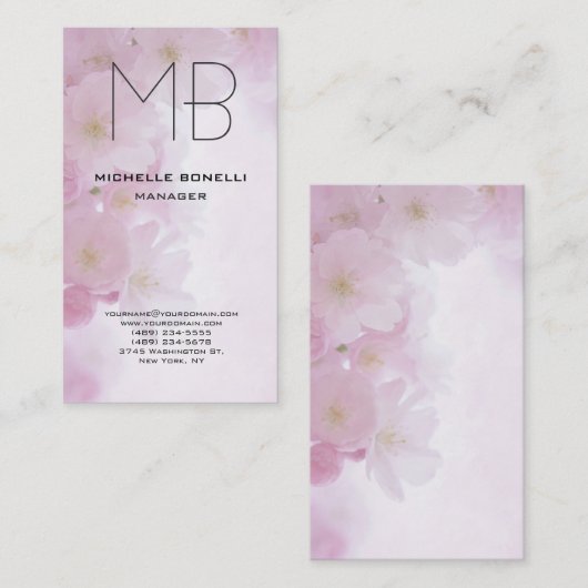 フローラモダンモノグラシンプルム平滑ミニマル主義者 名刺 (正面/裏面)