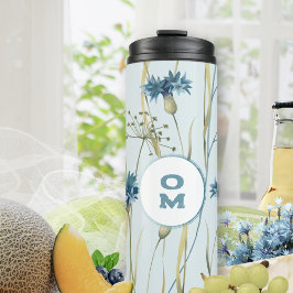 フローラモダンモノグラムソフトブルーコーンフラワー タンブラー
