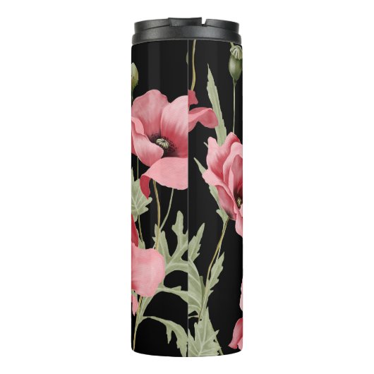 フローラモダンモノグラムピンクブラックポピー タンブラー (裏面)