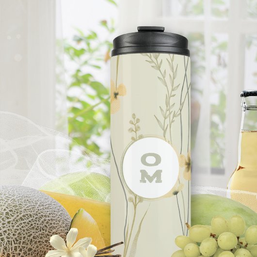 フローラモダンモノグラムライトイエローグリーン タンブラー