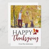 フローラモダンモノグラム感謝祭の家族の写真 シーズンカード (正面/裏面)