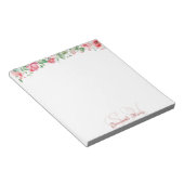 フローラモダンモノグラム花名前をカスタムするメモ帳 ノートパッド (アングル)