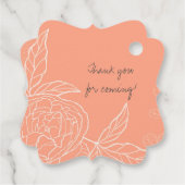 フローラモダンラインワークスケッチピーチブライダルシャワー フェイバータグ (裏面)