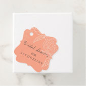 フローラモダンラインワークスケッチピーチブライダルシャワー フェイバータグ (インサイチュ)