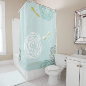 フローラモダンランヌカルスwトンフライアクアブルー シャワーカーテン (インサイチュ)