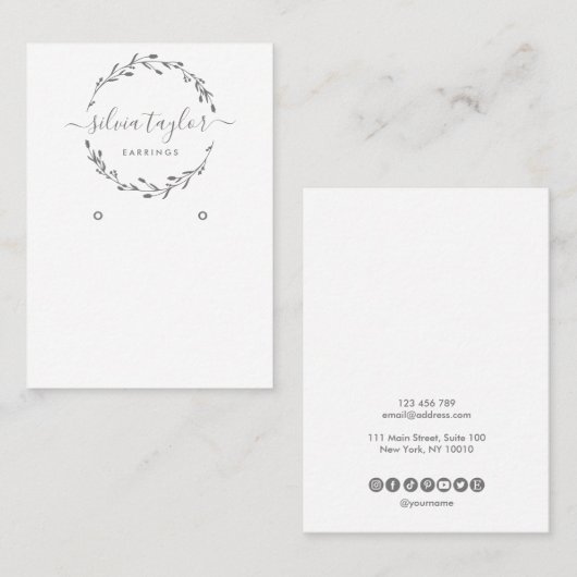 フローラモダンリースイヤリング表示名刺 名刺 (正面/裏面)
