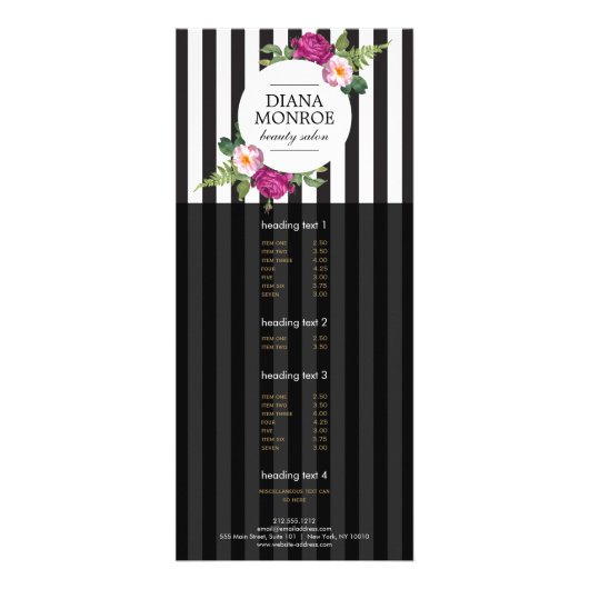 フローラモダンリースストライプのサロンラックカード ラックカード (正面)