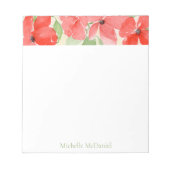 フローラモダンレッドウォーターカラーポピー ノートパッド (正面)