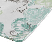 フローラモダンヴィンテージグラフィック花アクアブラック カッティングボード (角)