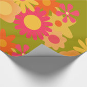 フローラモダンヴィンテージピンクグリーン包装紙 ラッピングペーパー (角)