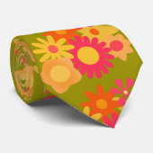 フローラモダンヴィンテージピンク緑メンズネックタイ ネクタイ (ロール)