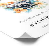 フローラモダン共有愛の結婚ハッシュタグのサイン ポスター (角)