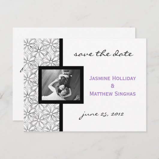 フローラモダン写真の保存日付 案内ポストカード (正面/裏面)