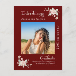 フローラモダン卒業2022写真招待状 インビテーションポストカード