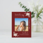 フローラモダン卒業2022写真招待状 インビテーションポストカード (スタンド正面)