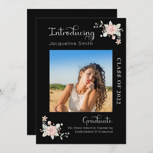 フローラモダン卒業2022写真発表 招待状 (正面/裏面)