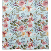 フローラモダン夏の花模様オンティール（緑がかった色） シャワーカーテン (正面)