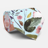 フローラモダン夏の花模様オンティール(緑がかった色) ネクタイ (ロール)