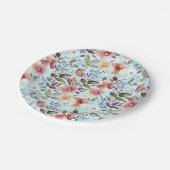 フローラモダン夏の花模様オンティール（緑がかった色） ペーパープレート (アングル)