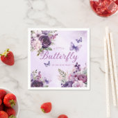 フローラモダン小さな蝶の女の子の赤ちゃんシャワー スタンダードカクテルナプキン (インサイチュ)