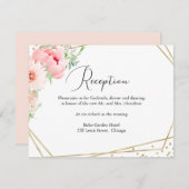 フローラモダン幾何式結婚式レセプションカード 出欠カード (正面/裏面)