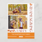 フローラモダン感謝祭ファミリー写真コラージュ シーズンポストカード (正面)