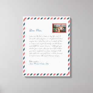 フローラモダン手書き愛ママおばあちゃん手紙 キャンバスプリント