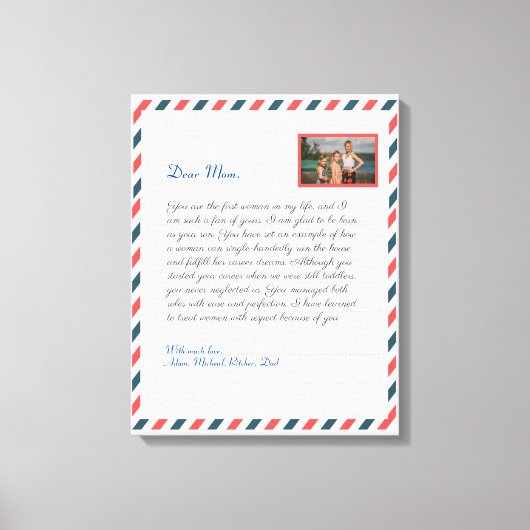 フローラモダン手書き愛ママおばあちゃん手紙 キャンバスプリント (正面)