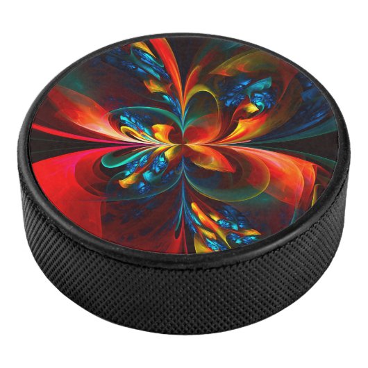 フローラモダン抽象芸術アートオレンジブルーパターン#14 アイスホッケーパック (3/4)