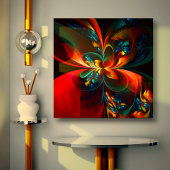 フローラモダン抽象芸術アートオレンジブルーパターン#14 キャンバスプリント