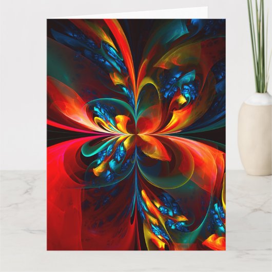 フローラモダン抽象芸術アートオレンジブルーパターン#14 サンキューカード (正面)