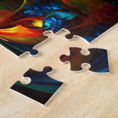 フローラモダン抽象芸術アートオレンジブルーパターン#14 ジグソーパズル (側面)