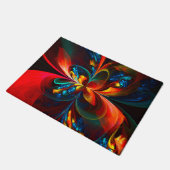 フローラモダン抽象芸術アートオレンジブルーパターン#14 ドアマット (アングル)