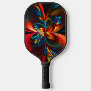 フローラモダン抽象芸術アートオレンジブルーパターン#14 ピックルボールラケット