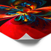 フローラモダン抽象芸術アートオレンジブルーパターン#14 ポスター (角)