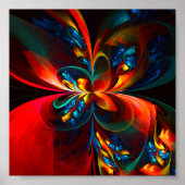 フローラモダン抽象芸術アートオレンジブルーパターン#14 ポスター (正面)