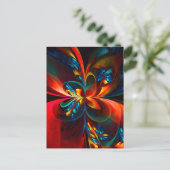 フローラモダン抽象芸術アートオレンジブルーパターン#14 ポストカード (スタンド正面)