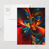 フローラモダン抽象芸術アートオレンジブルーパターン#14 ポストカード (正面/裏面)