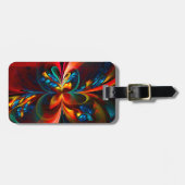 フローラモダン抽象芸術アートオレンジブルーパターン#14 ラゲッジタグ (正面横)
